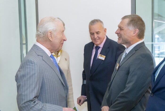His Majesty King Charles III meeting with Doug Peterson, Cofounder and Director of Standards & Protocol at Regenified at the Royal Countryside Fund regenerative event that was held at Somerset House.